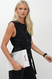 Belted Woven Black Vest