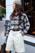 Basic Oversized Gray Plaid Shirt
