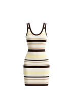 Striped Halter-Neck Yellow Knit Dress