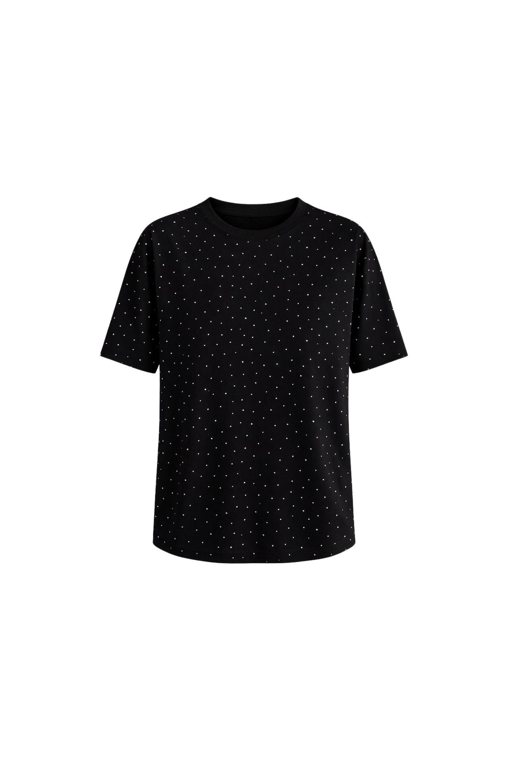 Crew Neck Stone Detail Black T-Shirt
