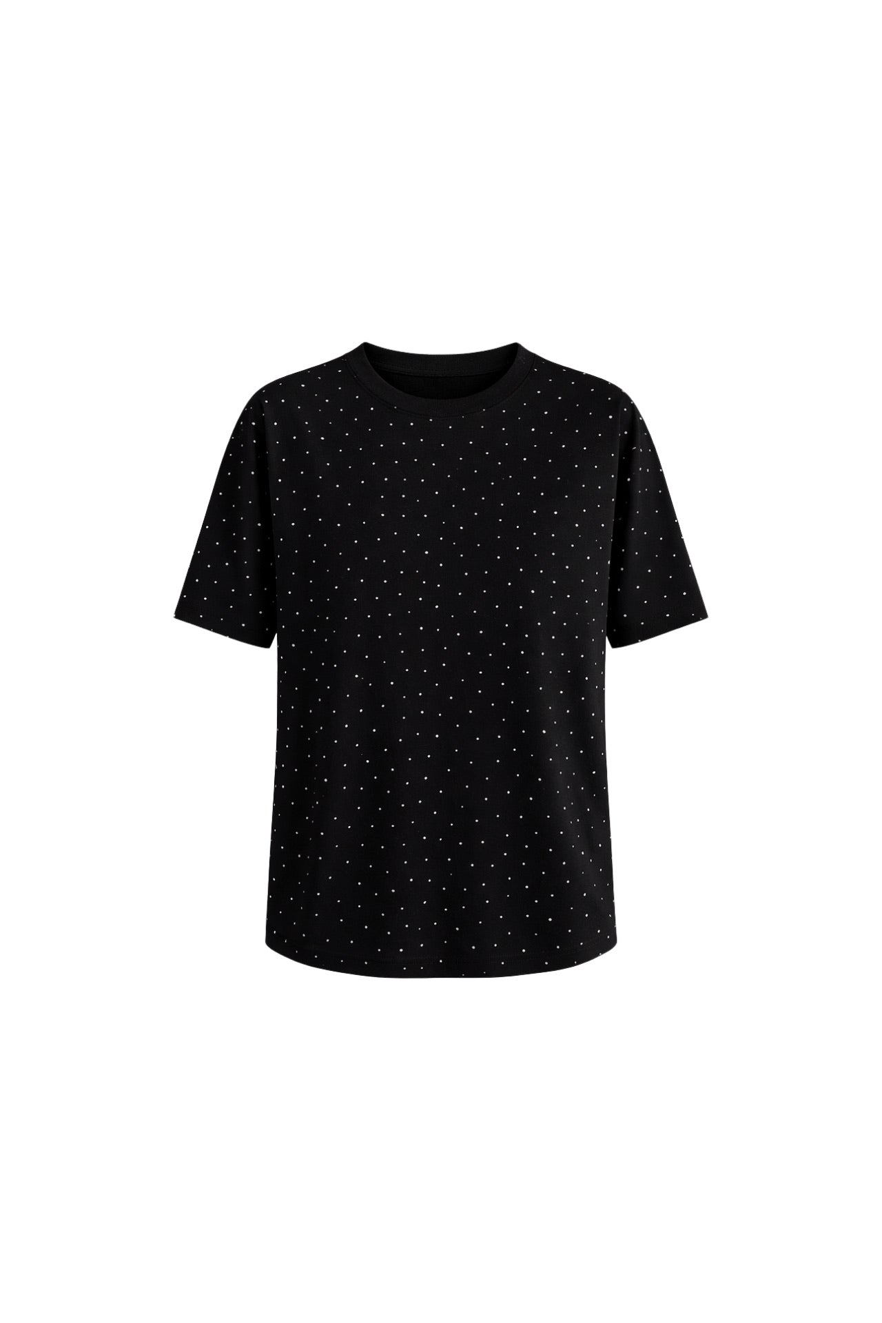 Crew Neck Stone Detail Black T-Shirt
