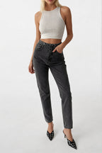 Waisttsiz Low Waist Gray Jeans