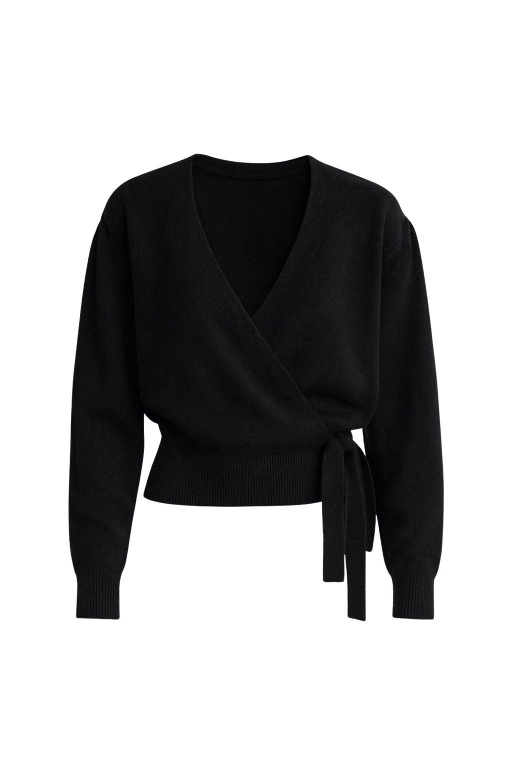 Wrap Tie Black Knit Cardigan