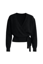 Wrap Tie Black Knit Cardigan