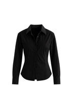 Fitted Waist Basic Black Shirt