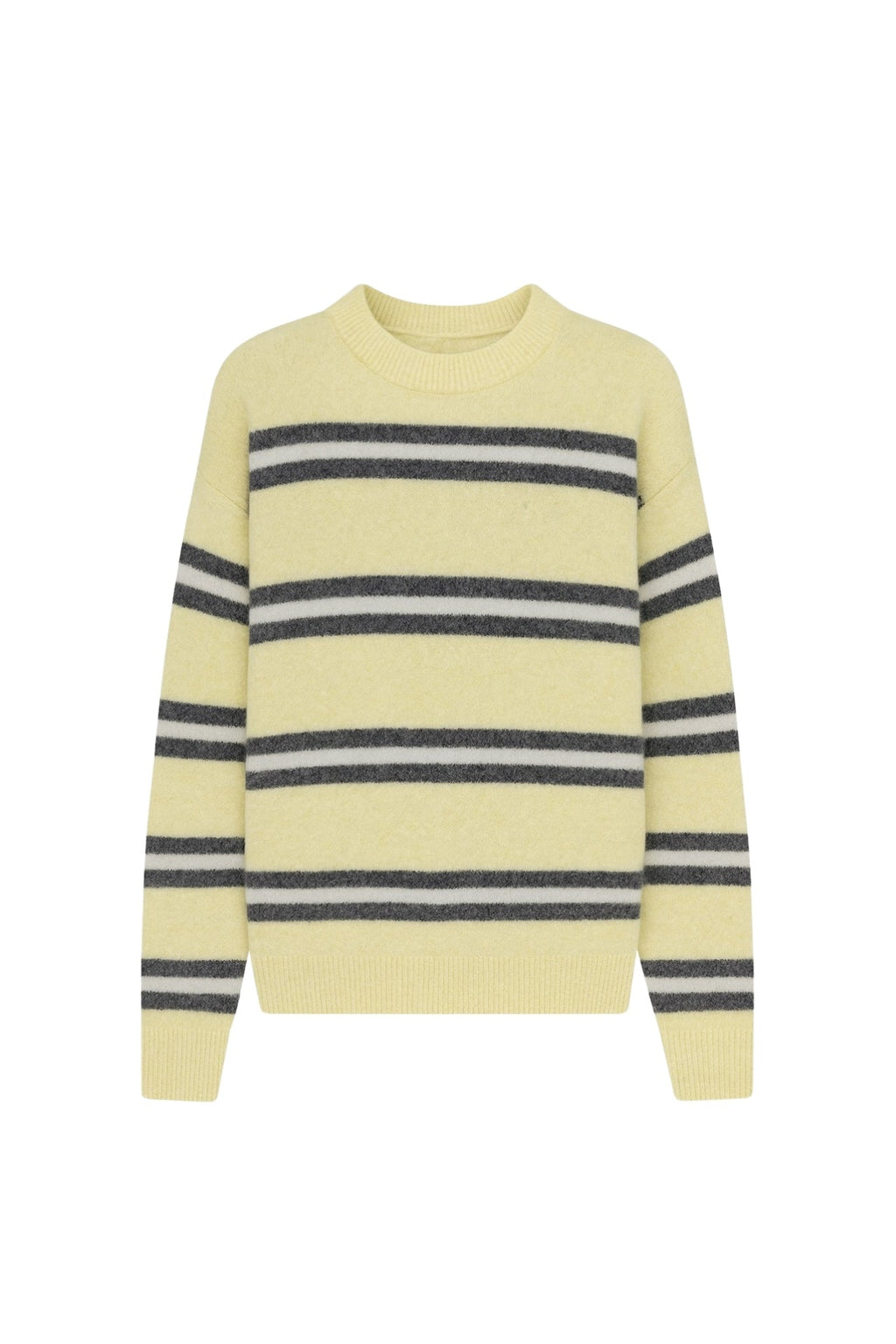 Striped Crew Neck Oversize Knit Yellow Sweater