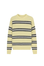 Striped Crew Neck Oversize Knit Yellow Sweater