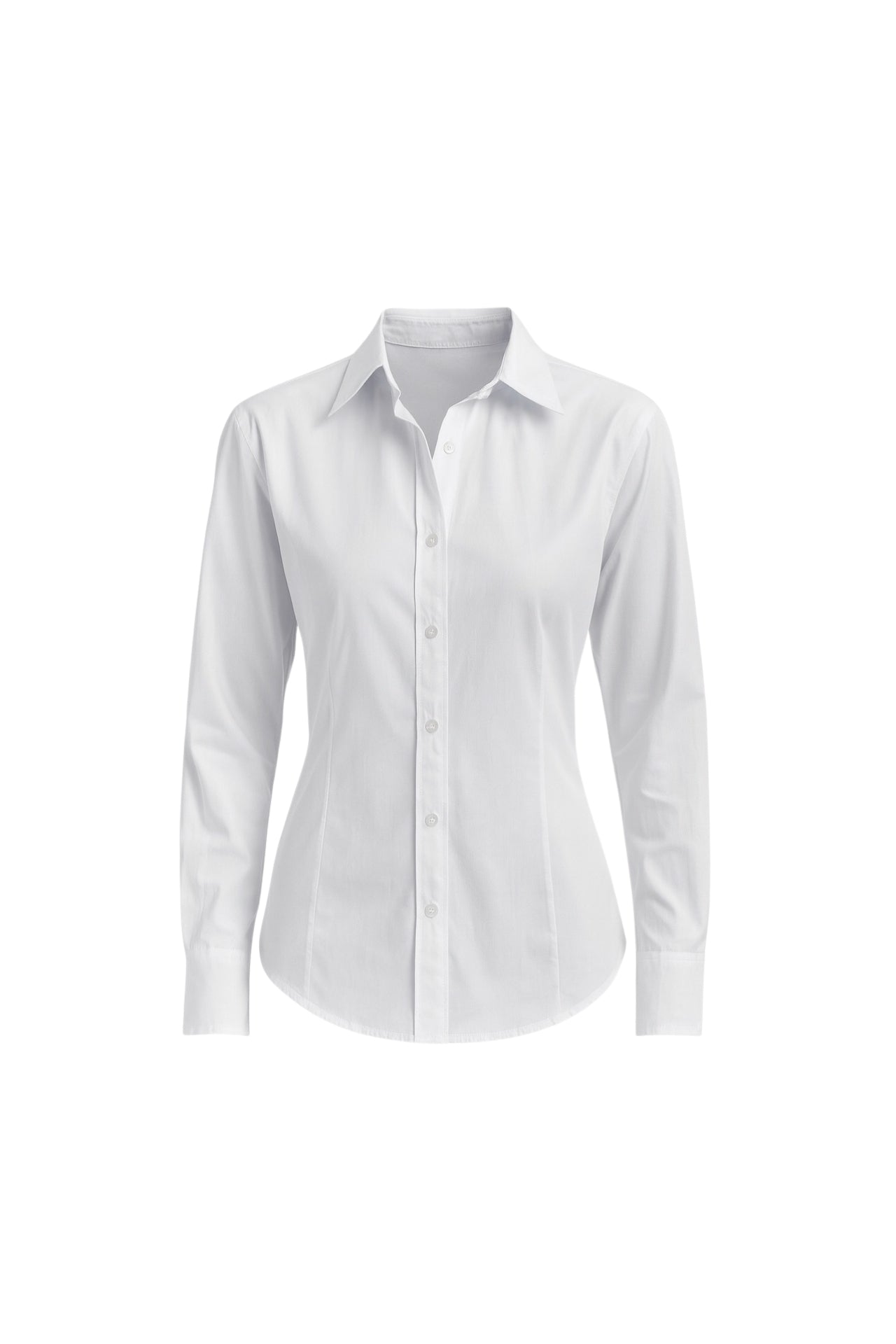 Fitted Waist Basic White Shirt