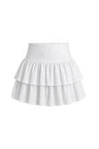 High Waist Pileli White Mini Skirt