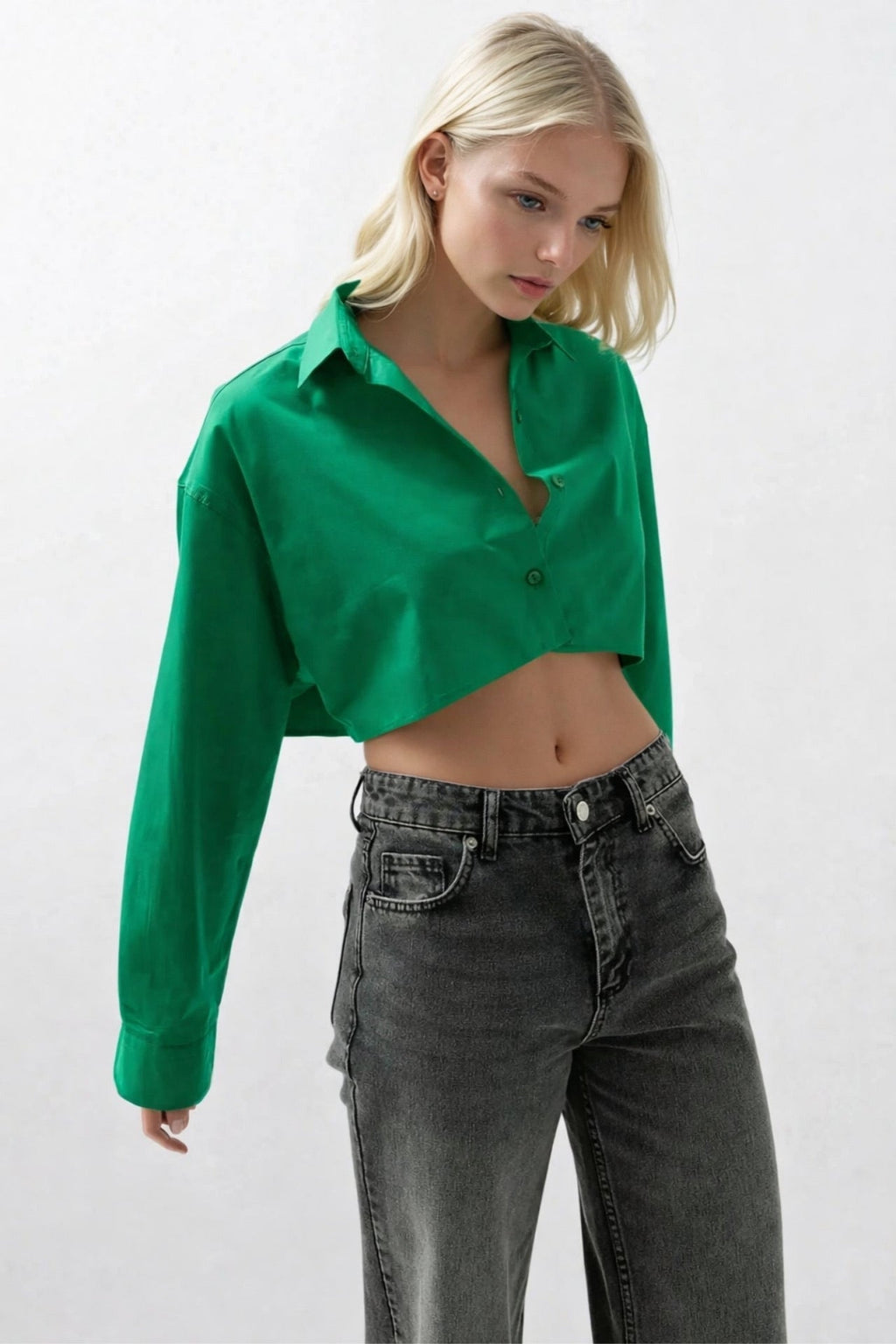 Crop Green Oversize Shirt