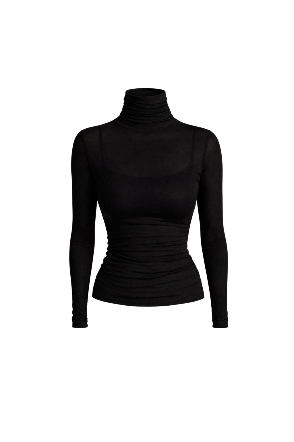 Turtleneck Black Transparent Blouse