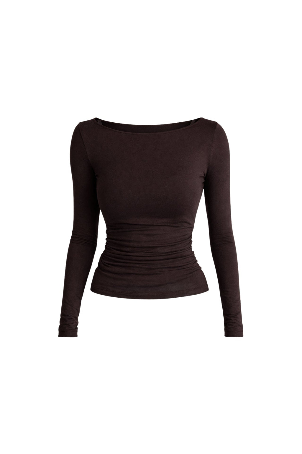 Boat Neck Brown Transparent Blouse