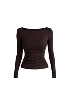 Boat Neck Brown Transparent Blouse