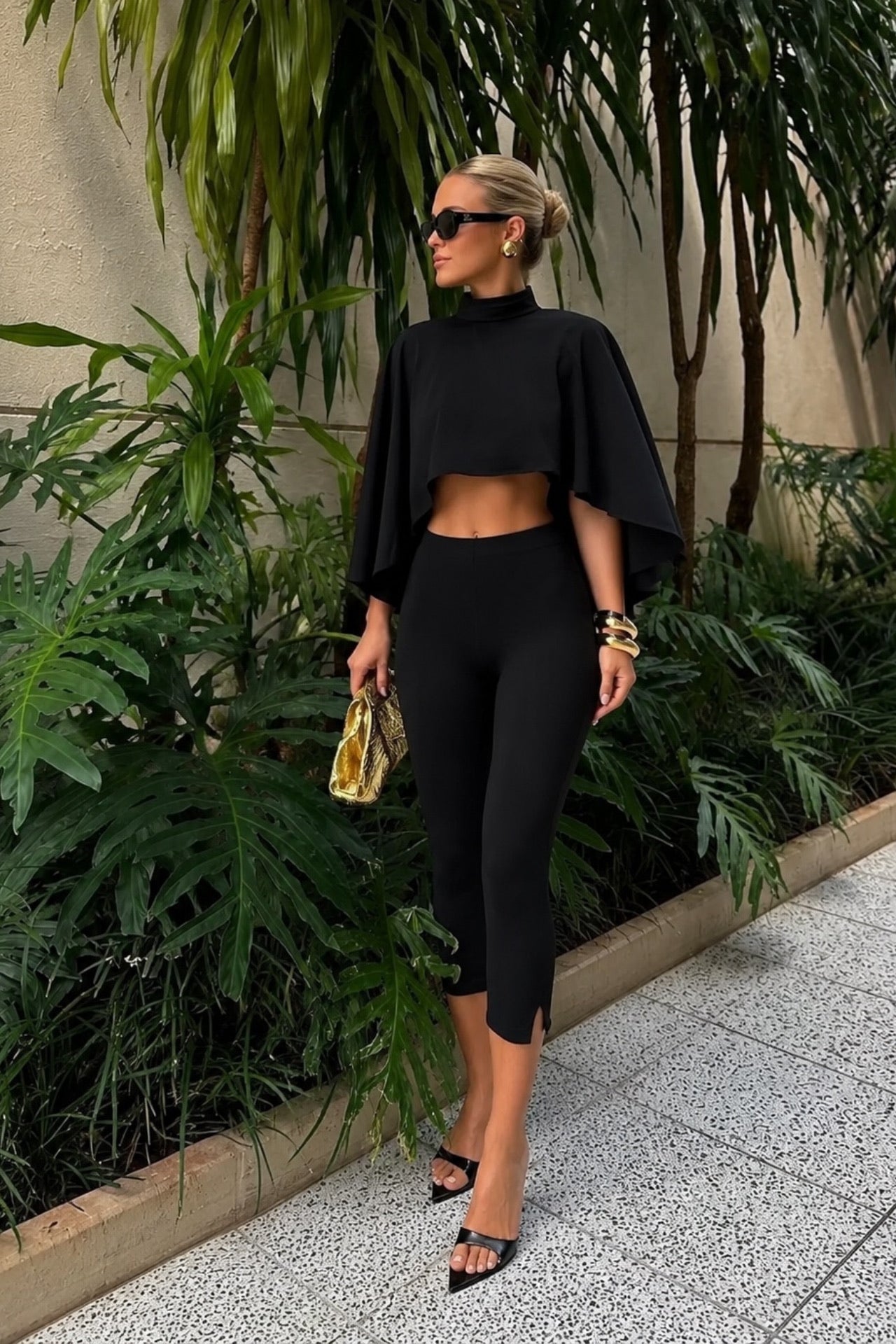High Waist Stretch Black Bermuda Shorts
