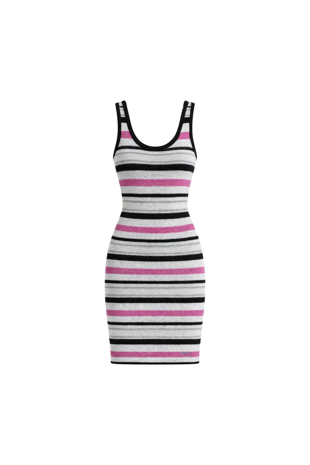 Striped Halter Neck Pink Knit Dress