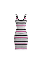 Striped Halter Neck Pink Knit Dress
