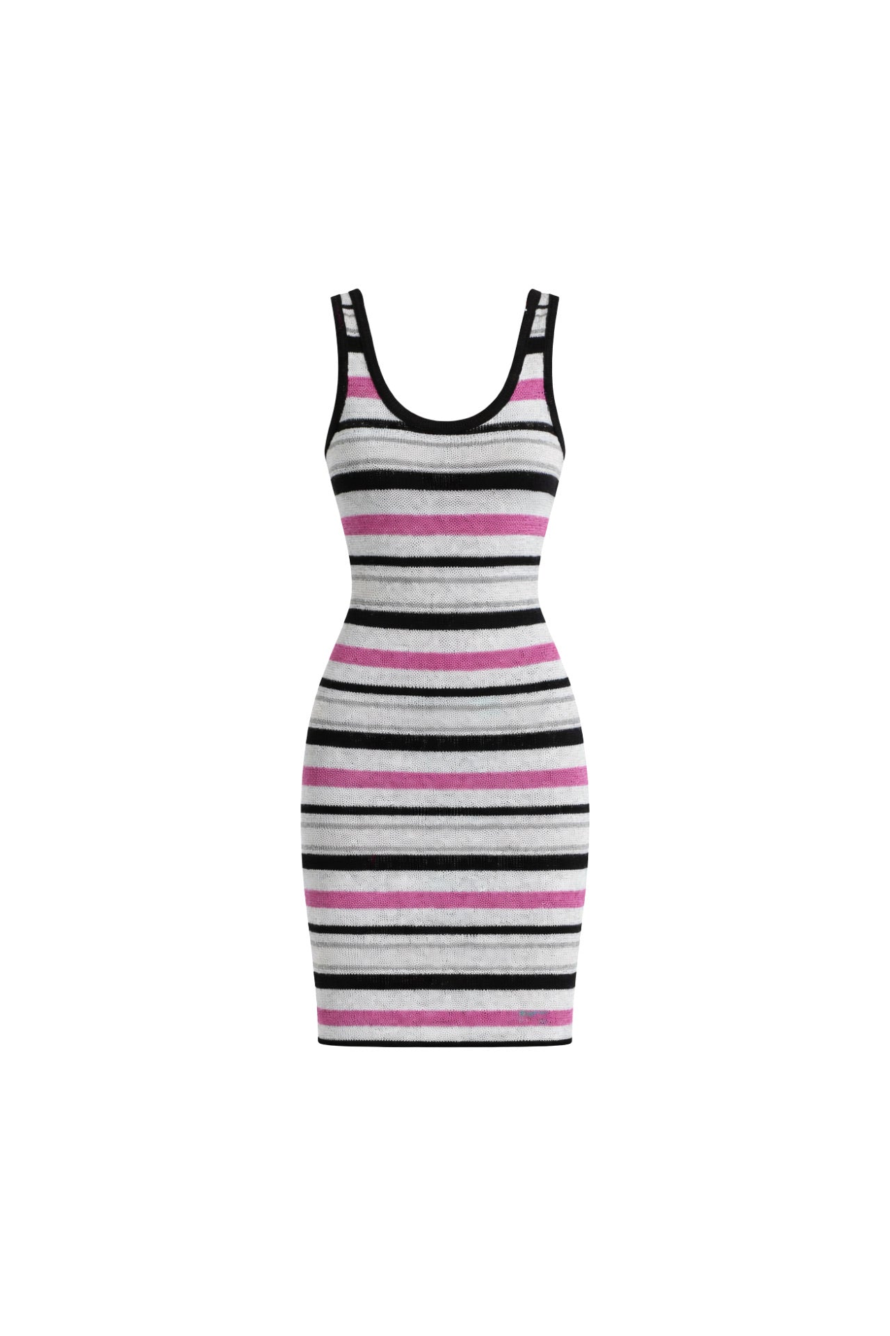 Striped Halter Neck Pink Knit Dress