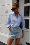 Basic Mini Ice Blue Denim Skirt