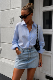 Basic Ice Ice Blue Denim Mini Skirt