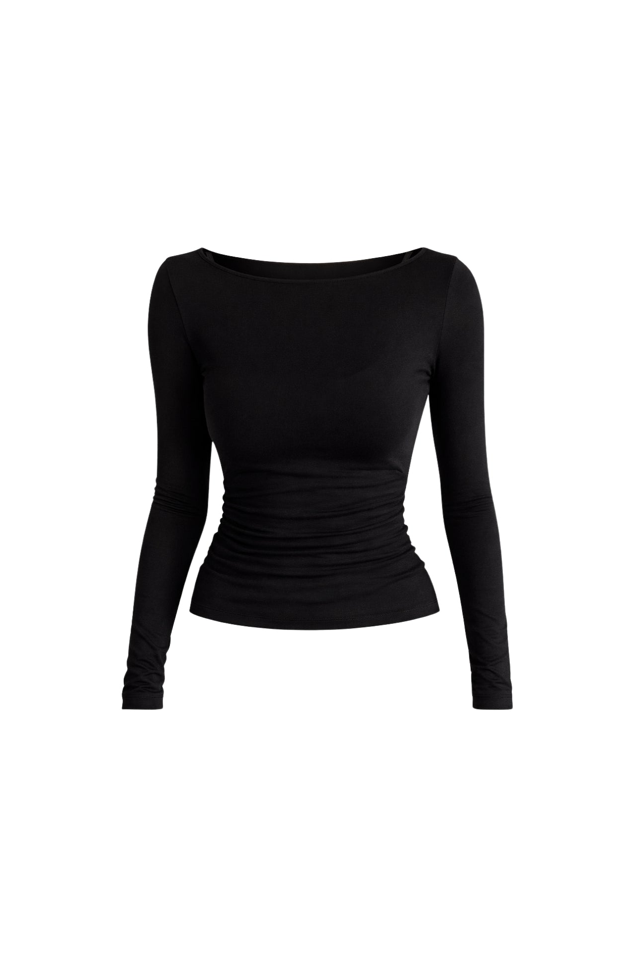 Boat Neck Black Transparent Blouse