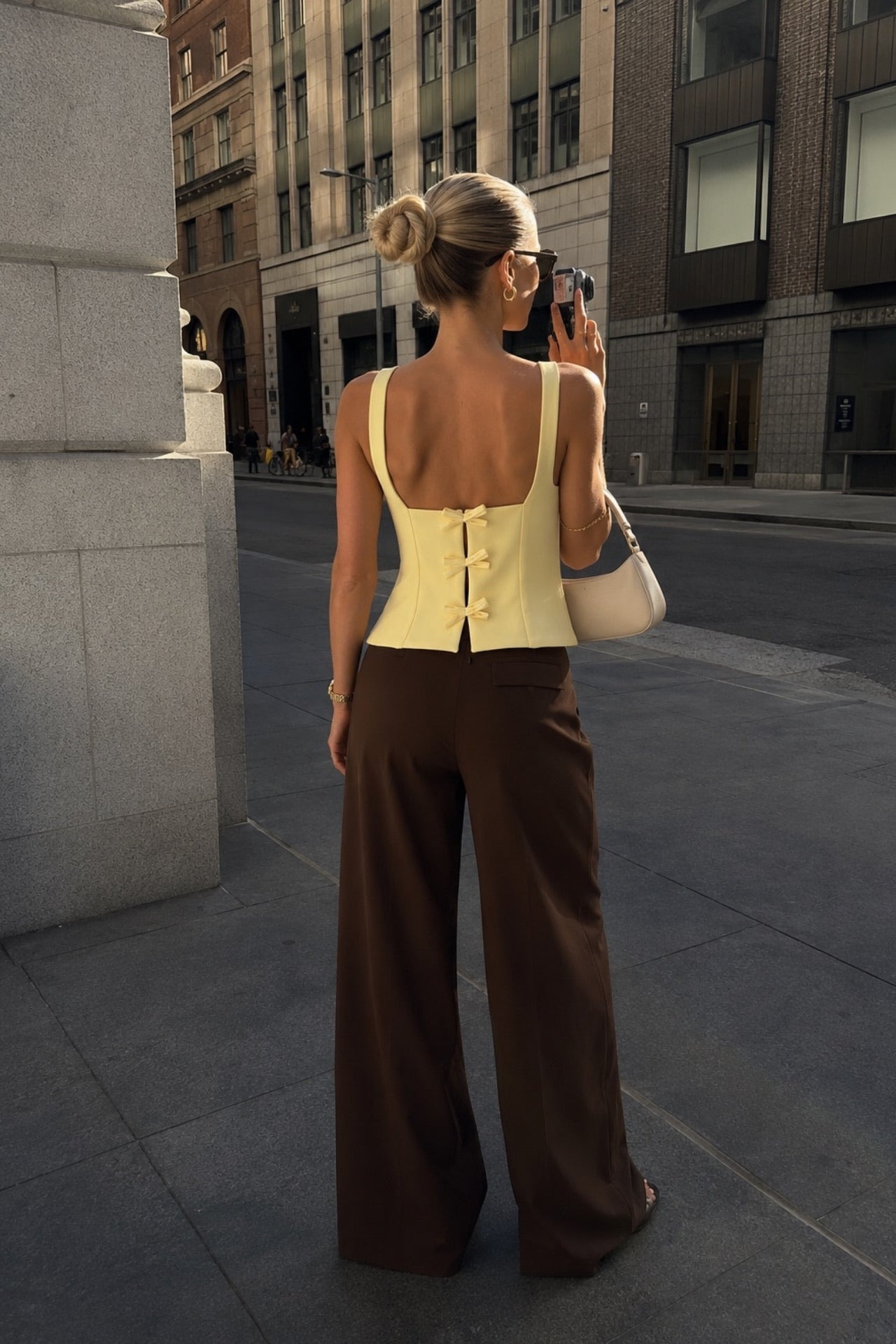 Back Ribbon Detail Yellow Blouse