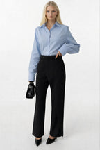Wrap Detail Asymmetric Black Pants