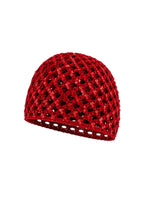 Sequined Knitted Red Cap