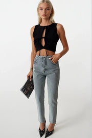 Beltless Low Waist Light Blue Jeans