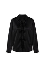 Tie Detail Satin Black Shirt