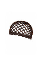 Pearl Detail Brown Knitted Cap