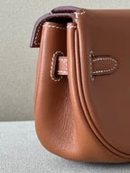 Handmade Swift Leather Crossbody Bag with Mini Pouch – Gold Brown