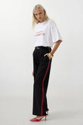 Stripe Detail Palazzo Black Pants