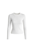 Crew Neck Basic White Knit Blouse
