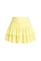 High Waist Pileli Yellow Mini Skirt