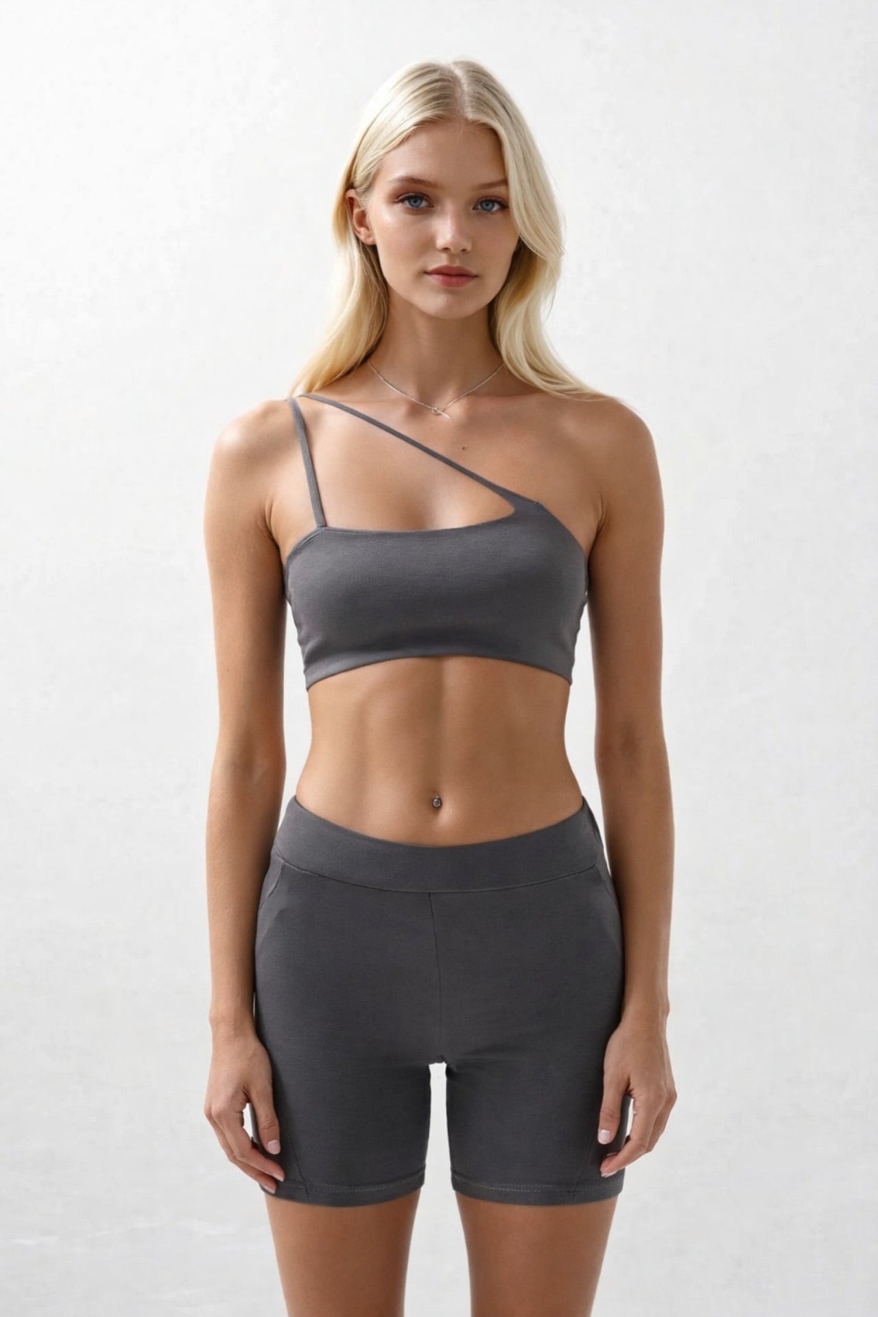 Cross Strap Gray Bra