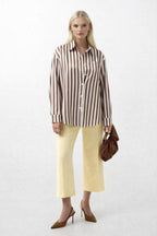 Striped Satin Brown Shirt