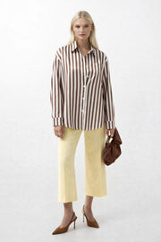 Striped Satin Brown Shirt