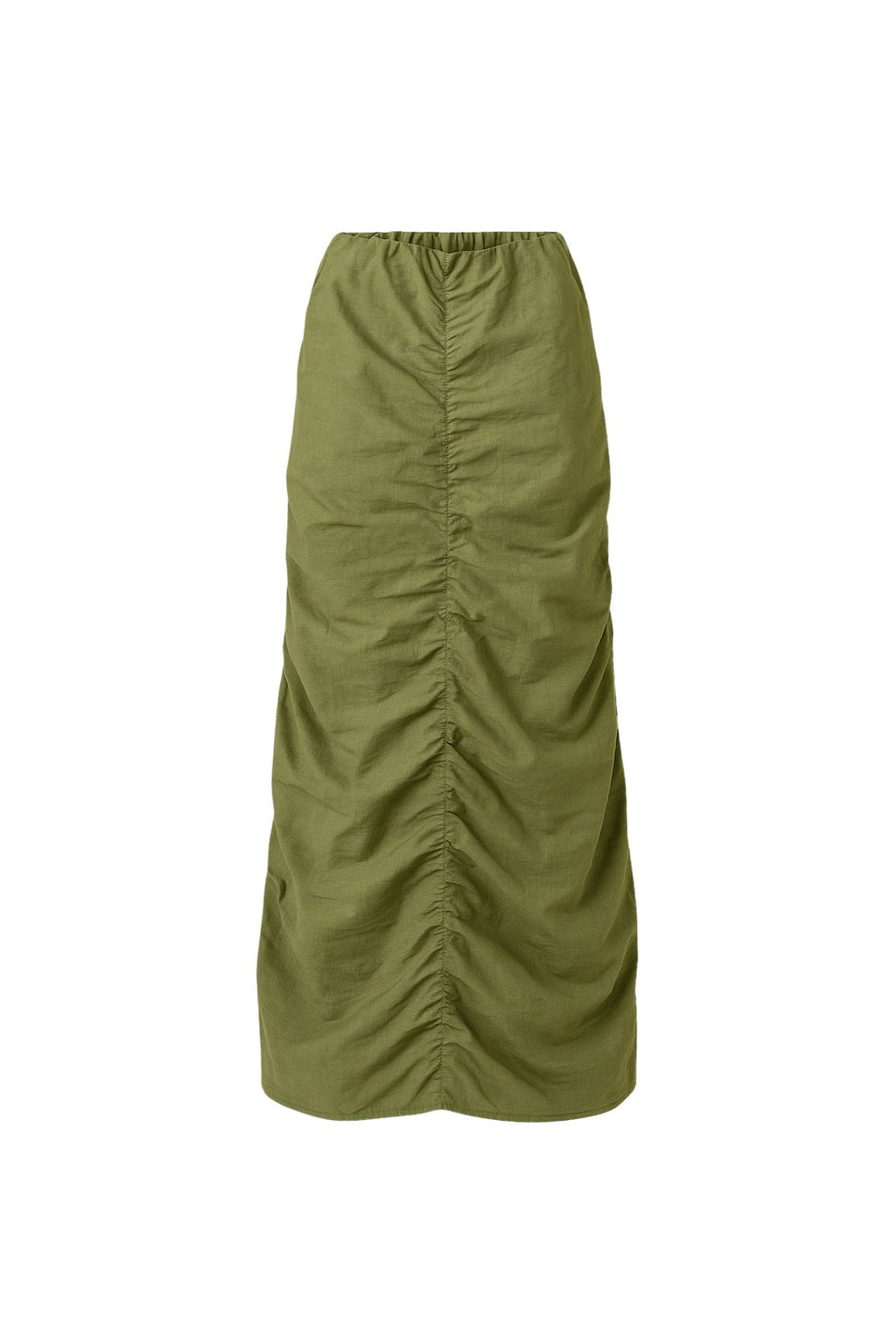 Ruched Detay Khaki Maxi Skirt