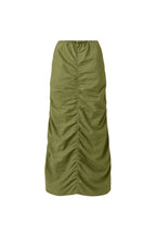 Ruched Detay Khaki Maxi Skirt