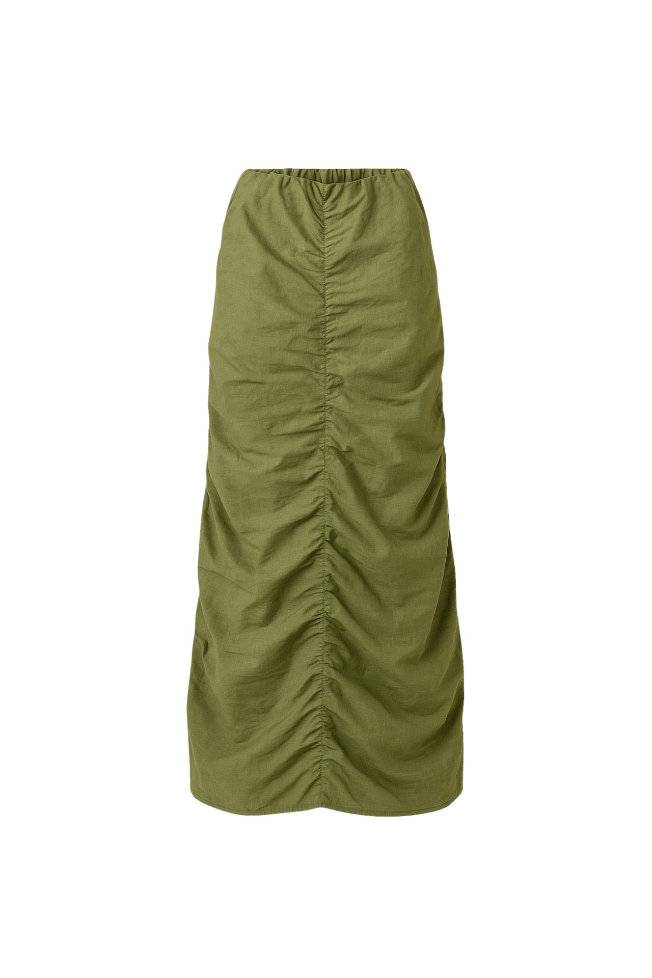 Ruched Detay Khaki Maxi Skirt