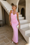 Accessory Detail Maxi Pink Dress