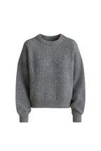 Knit Detail Gray Basic Knit Sweater