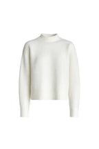 High Neck Side Slit Ecru Crop Knit Sweater