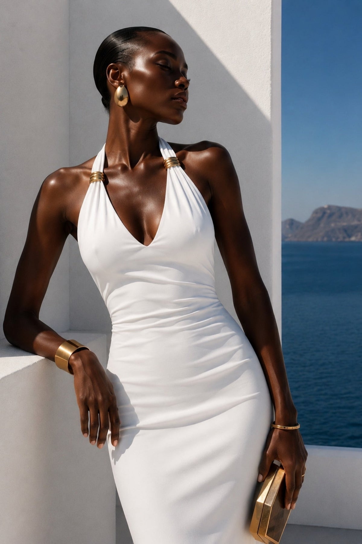 Accessory Detail Maxi White Dress