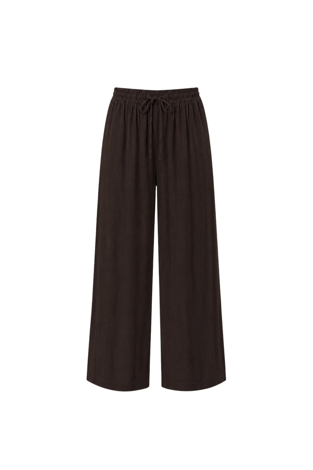 Brown Modal Trousers with Elastic Waist Detail