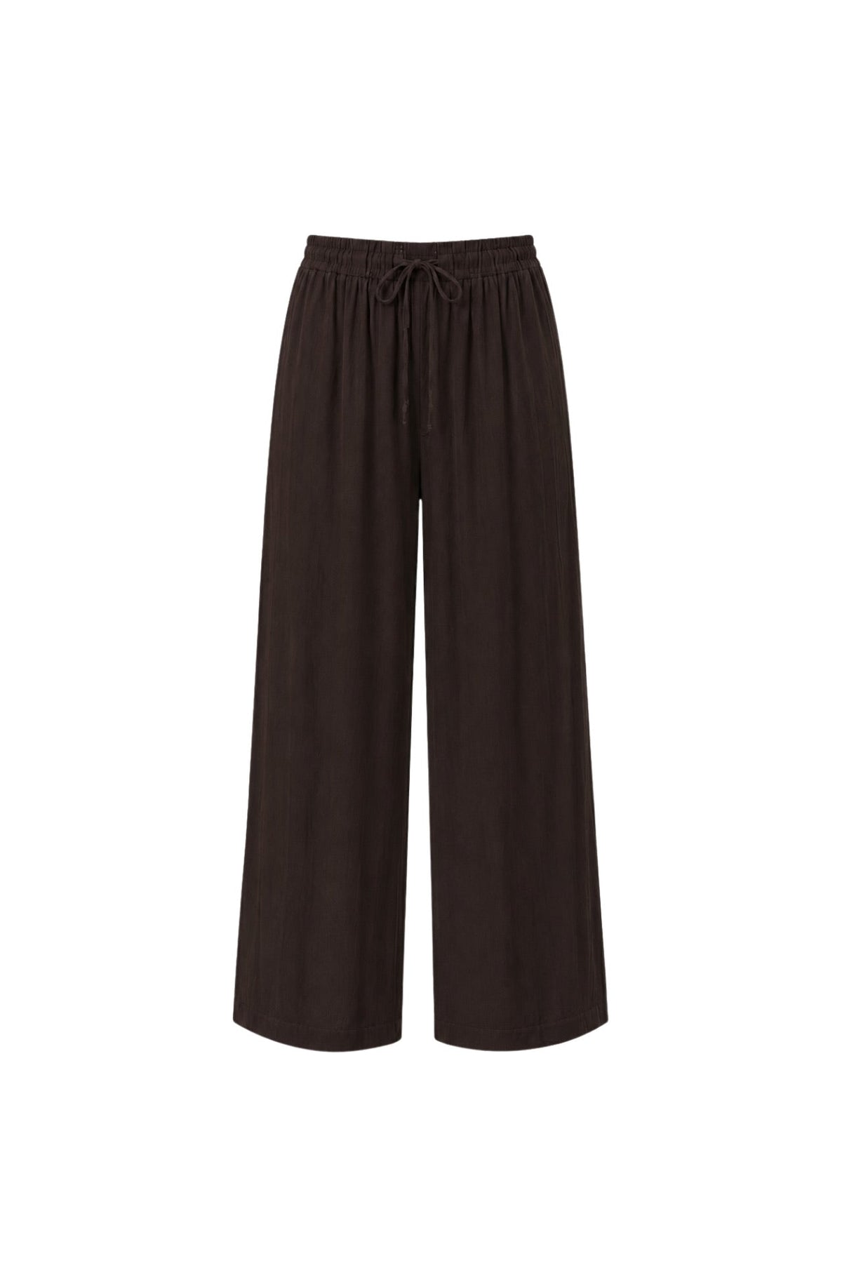 Brown Modal Trousers with Elastic Waist Detail