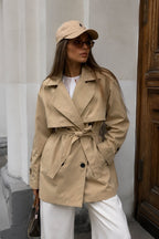 Belt Detail Basic Beige Trench Coat