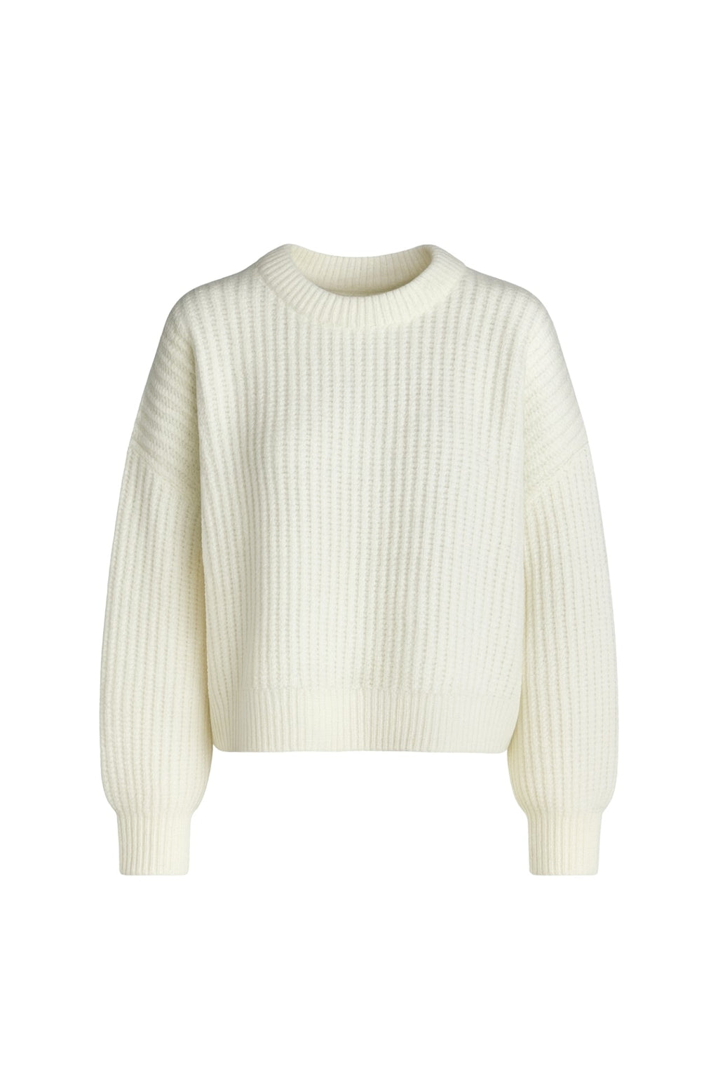 Knit Detail Basic Ecru Knit Sweater