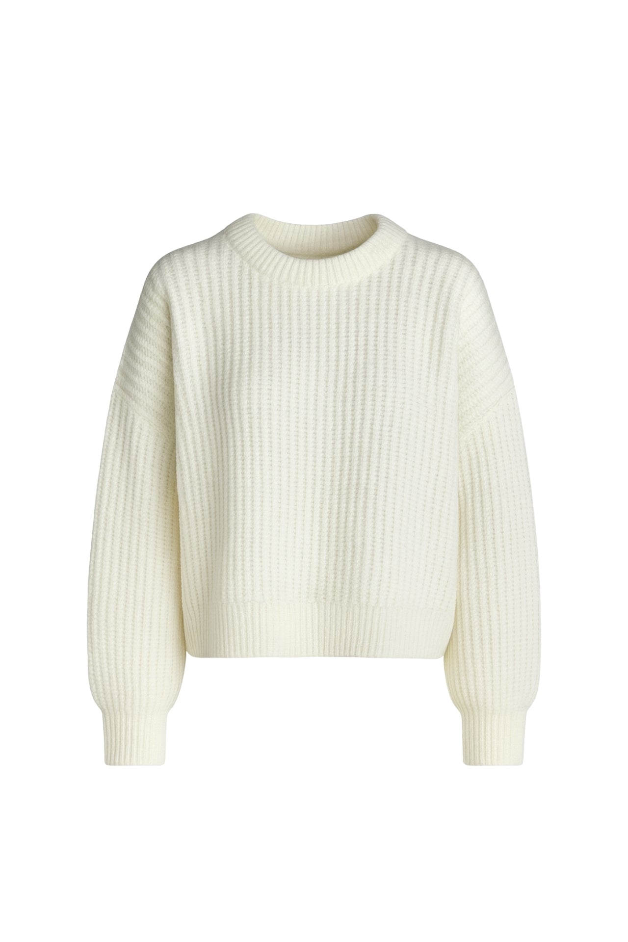 Knit Detail Basic Ecru Knit Sweater
