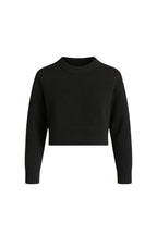 Crew Neck Crop Black Knit Sweater